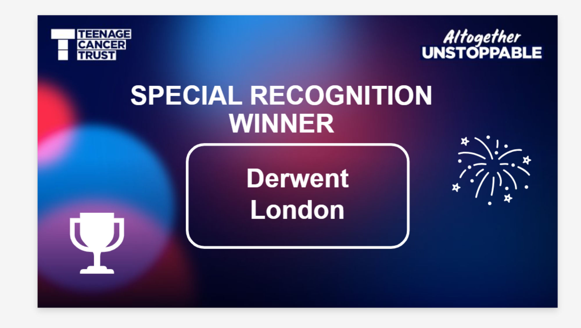 Winners of the Special Recognition award at Teenage Cancer Trust's Altogether Unstoppable Awards